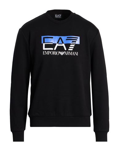 Ea7 Man Sweatshirt Black Size Xl Cotton, Polyester, Elastane