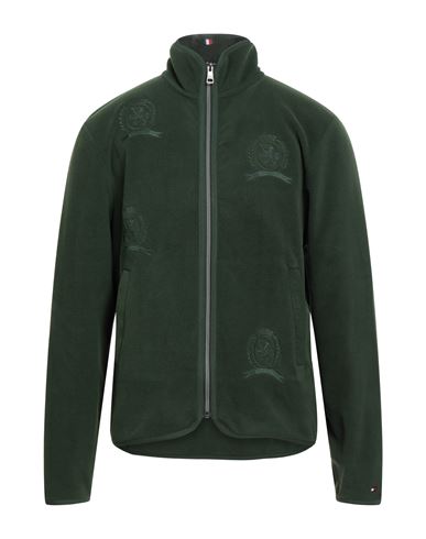 Tommy Hilfiger Man Sweatshirt Dark Green Size L Polyester In Green