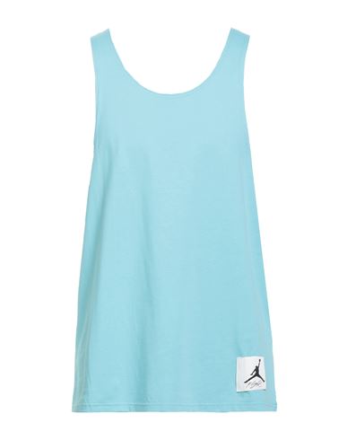 Jordan Man Tank Top Turquoise Size Xl Cotton In Blue