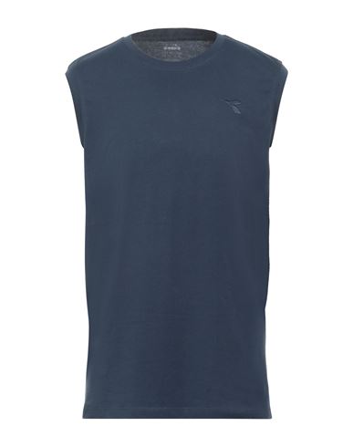 Diadora Man T-shirt Midnight Blue Size Xl Cotton, Viscose In Blue
