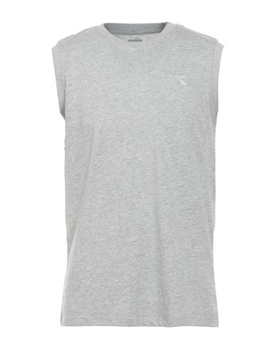 Diadora Man T-shirt Grey Size L Cotton, Viscose In Gray
