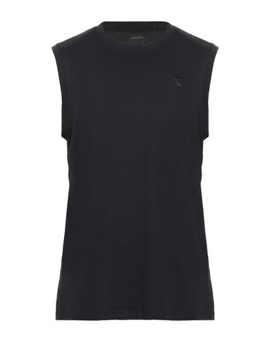 Diadora Man T-shirt Black Size Xl Cotton, Viscose In Black