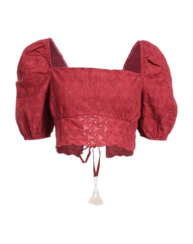 Rebel Queen By Liu •jo Woman Top Brick Size L Cotton In Red