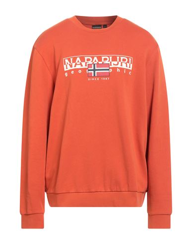 Napapijri Man Sweatshirt Orange Size Xxl Cotton In Orange