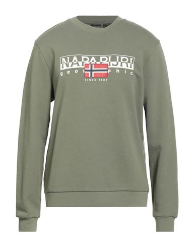 Napapijri Man Sweatshirt Military Green Size L Cotton In Green