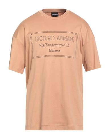 Giorgio Armani Man T-shirt Camel Size 46 Cotton In Gray