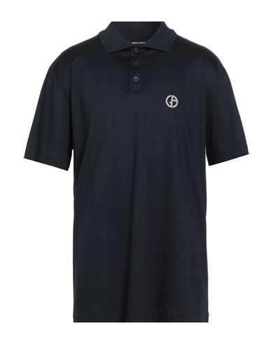 Giorgio Armani Man Polo Shirt Midnight Blue Size 48 Cotton, Viscose, Polyester, Polyamide, Elastane In Blue