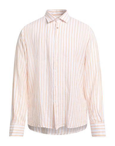 Luxury Man Shirt Mandarin Size 3xl Linen In Orange
