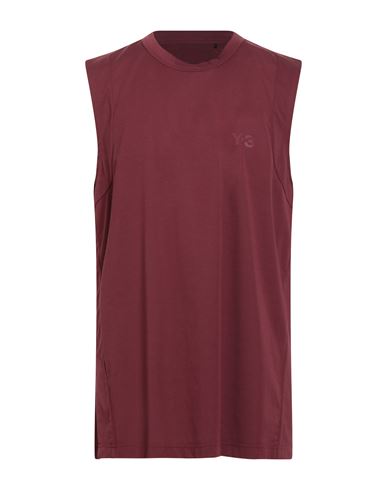 Y-3 Man Tank Top Burgundy Size L Cotton, Recycled Polyester In Red