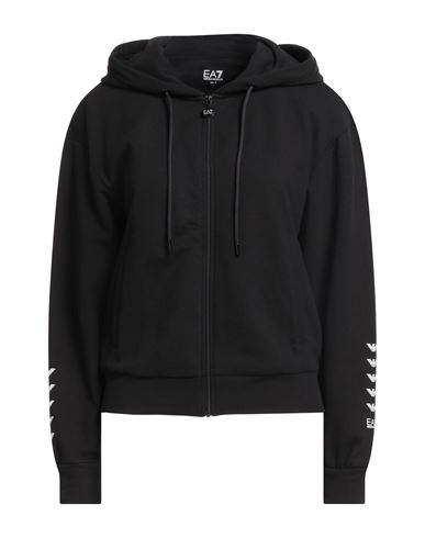Ea7 Woman Sweatshirt Black Size Xl Cotton, Elastane In Black