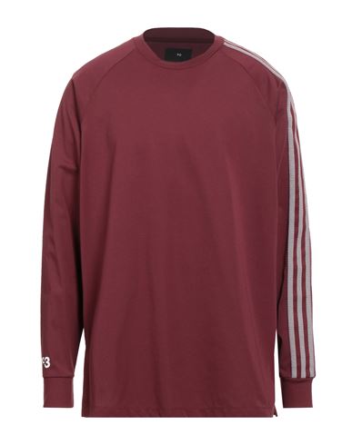 Y-3 Man T-shirt Burgundy Size L Cotton, Recycled Polyester In Brown