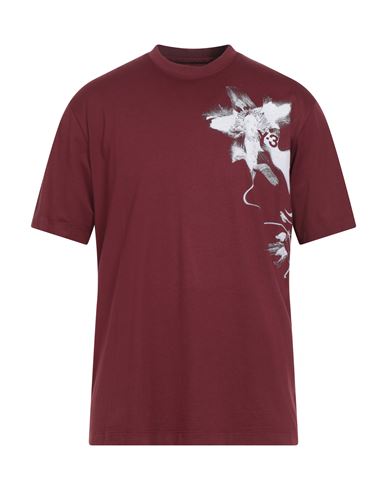 Y-3 Man T-shirt Burgundy Size S Cotton In Red