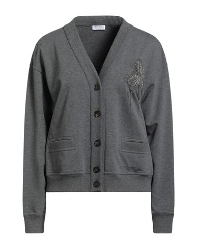 Brunello Cucinelli Woman Sweatshirt Grey Size Xl Cotton, Elastane, Mohair Wool, Wool, Ecobrass In Gray