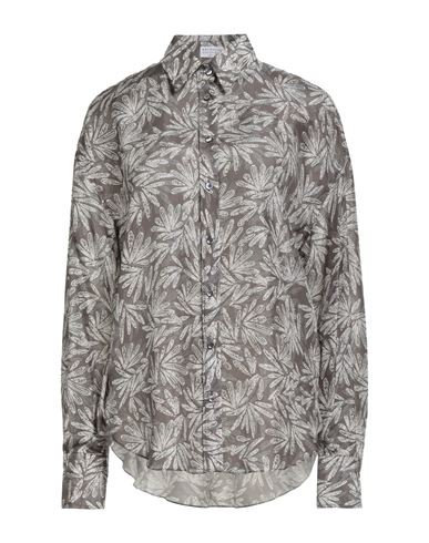 Brunello Cucinelli Abstract-print Silk Shirt In Gray