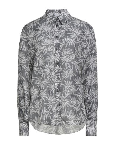 Brunello Cucinelli Abstract-print Silk Shirt In Gray