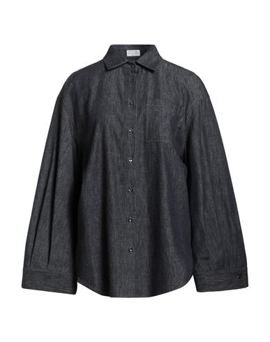 Brunello Cucinelli Woman Denim Shirt Blue Size L Cotton, Ecobrass In Blue