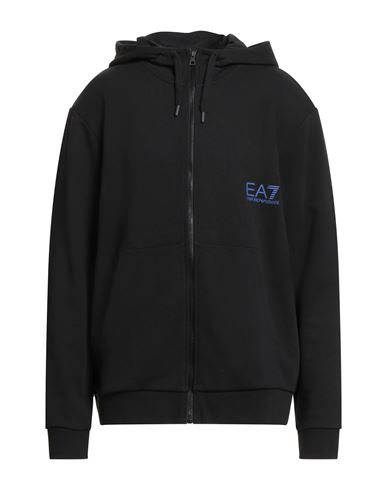 Ea7 Man Sweatshirt Black Size Xxl Cotton In Black