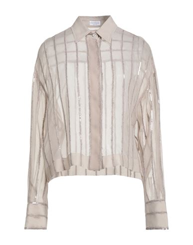 Brunello Cucinelli Woman Shirt Sand Size L Silk, Polyester, Acetate, Alpaca Wool, Wool In Sand