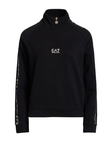 Ea7 Woman Sweatshirt Black Size L Cotton, Elastane In Black