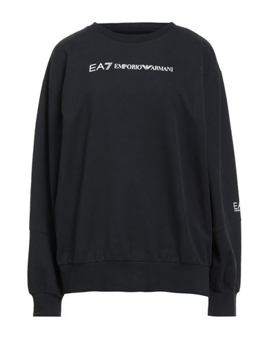 Ea7 Woman Sweatshirt Black Size Xl Cotton, Elastane In Black