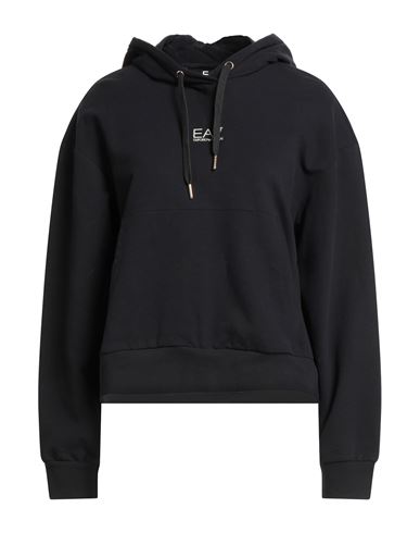 Ea7 Woman Sweatshirt Black Size L Cotton, Elastane In Blue