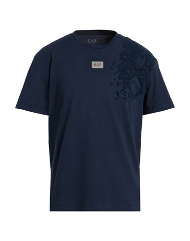 Ea7 Man T-shirt Navy Size Xxl Cotton In Blue