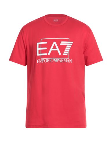 Ea7 Man T-shirt Red Size L Cotton, Elastane In Red
