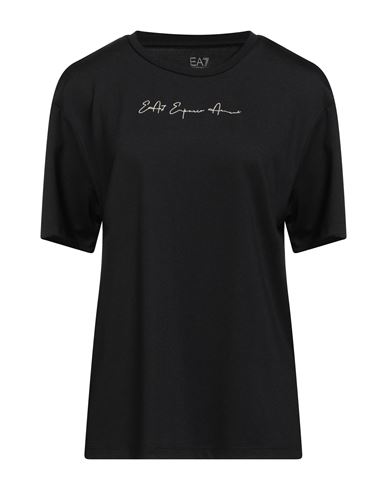Ea7 Woman T-shirt Black Size L Polyester, Elastane In Black
