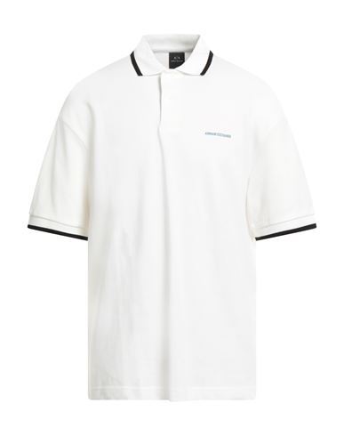 Armani Exchange Man Polo Shirt Ivory Size L Cotton In White