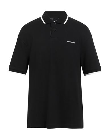 Armani Exchange Man Polo Shirt Black Size L Cotton In Black
