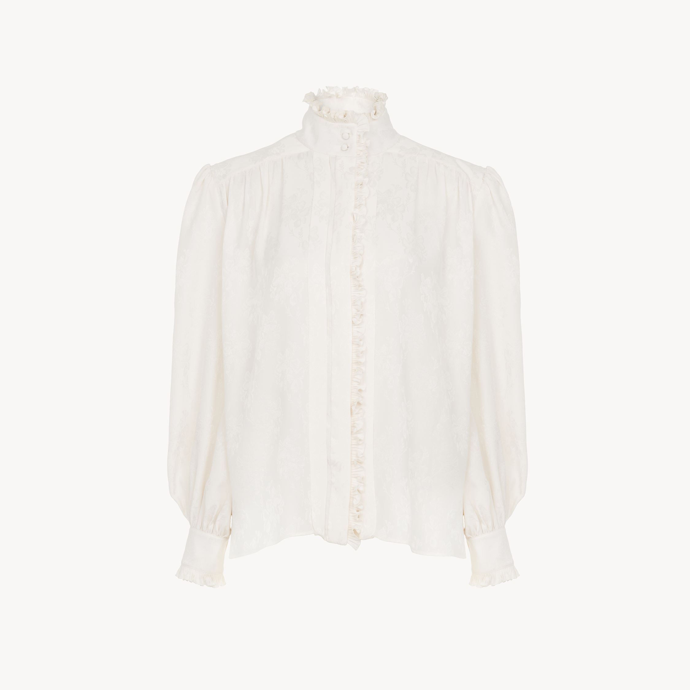 Chloé Ruffled Silk Jacquard Shirt In White