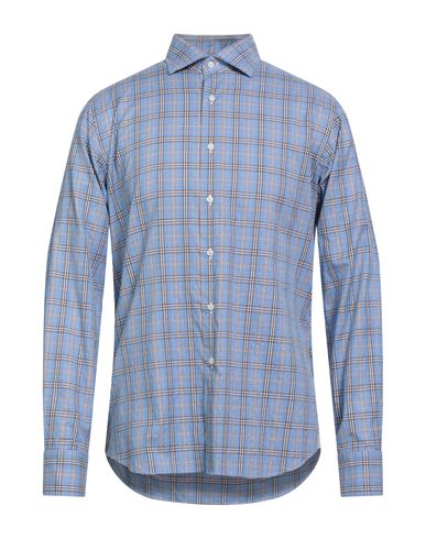 Grigio Man Shirt Sky Blue Size 16 Cotton In Blue