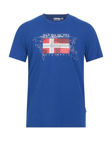 Napapijri Man T-shirt Blue Size L Cotton In Blue