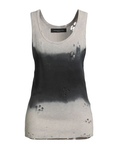 Federico Cina Woman Tank Top Light Grey Size M Cotton In Multi