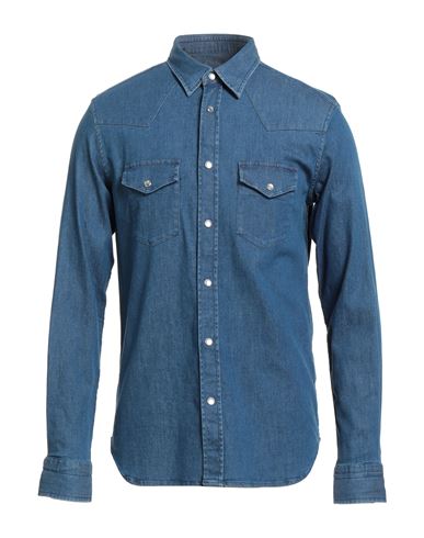 Tom Ford Man Denim Shirt Blue Size 16 ½ Cotton, Elastane In Blue