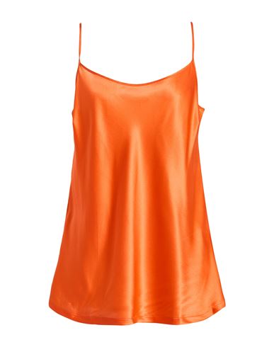 Roberto Collina Woman Top Orange Size M Silk, Elastane In Orange