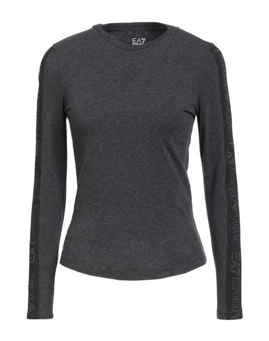 Ea7 Woman T-shirt Charcoal Size Xxl Cotton, Elastane In Gray