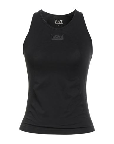 Ea7 Woman Tank Top Black Size L Cupro, Polyamide, Elastane In Black