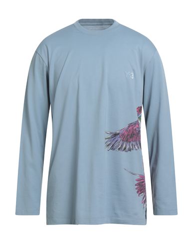 Y-3 Man T-shirt Slate Blue Size L Cotton, Elastane In Blue
