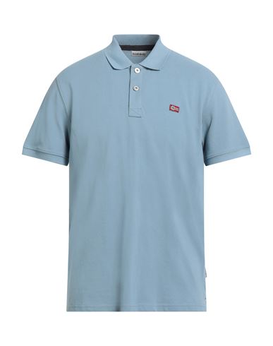 Napapijri Man Polo Shirt Light Blue Size L Cotton In Blue