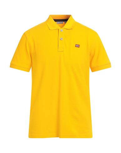 Napapijri Man Polo Shirt Mandarin Size L Cotton In Yellow
