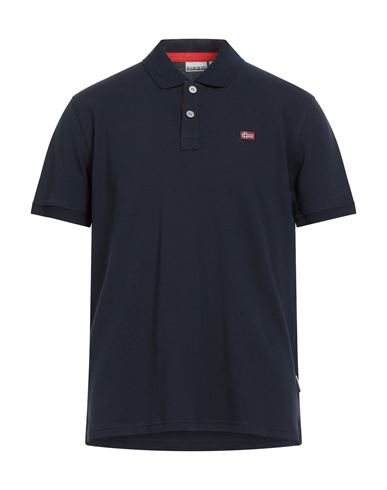 Napapijri Man Polo Shirt Navy Size L Cotton In Blue