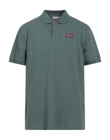 Napapijri Man Polo Shirt Sage Green Size Xxxl Cotton In Green