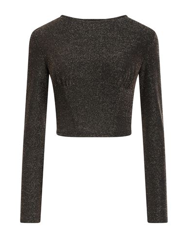 Just Cavalli Woman Top Gold Size 6 Polyester, Metallic Polyester, Elastane In Gray