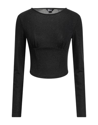 Just Cavalli Woman Top Black Size 10 Polyester, Metallic Polyester, Elastane In Black
