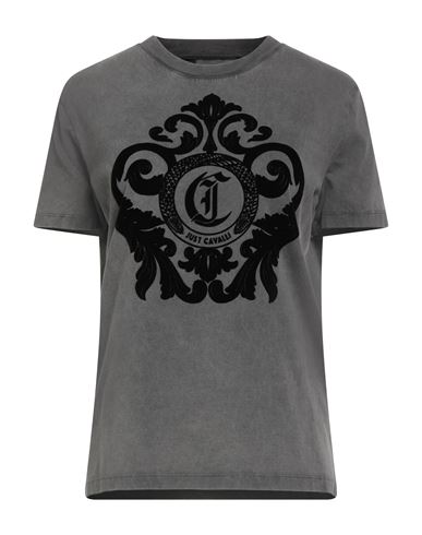 Just Cavalli Woman T-shirt Grey Size M Cotton In Gray