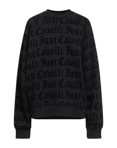 Just Cavalli Woman Sweatshirt Black Size Xl Cotton, Elastane In Black