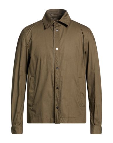 Herno Man Shirt Military Green Size 48 Cotton, Elastane In Green