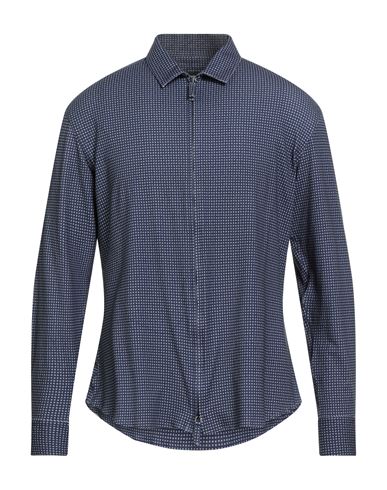 Giorgio Armani Man Shirt Navy Size 17 ½ Cotton, Elastane In Blue