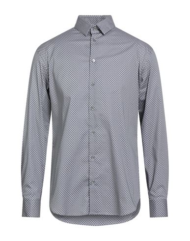 Giorgio Armani Man Shirt Grey Size 17 ½ Cotton, Polyamide, Elastane In Blue